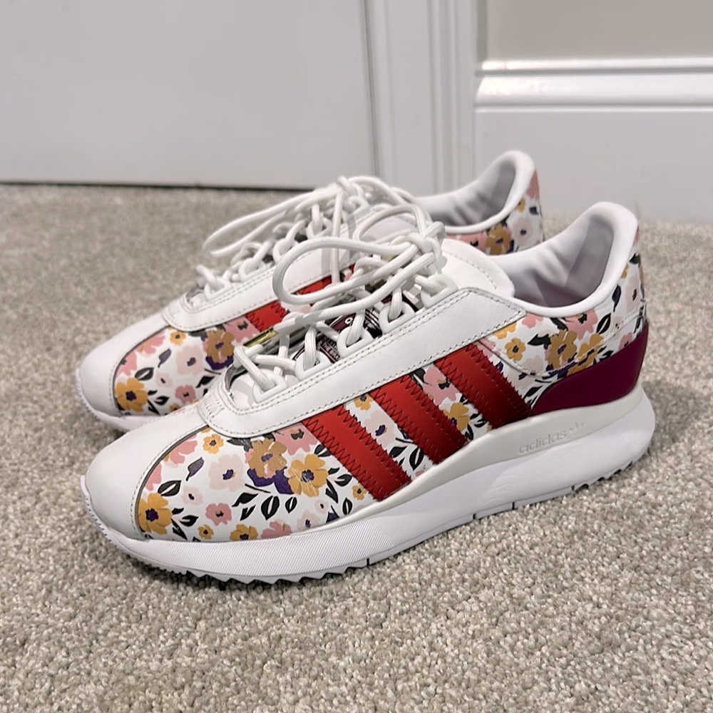 Adidas SL Andridge Floral Leather Sneakers SZ 8 EUC